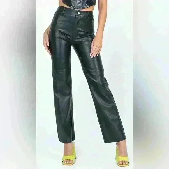 Princess Polly Pants - Princess Polly Macey black pleather pants , sz 8